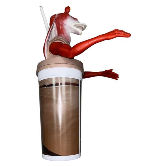 Vintage Star Wars Phantom Menace Jar Jar Binks Cup & Cup Topper with Straw 1999 - Picture 6 of 8